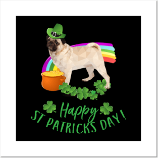 Happy St Patricks Day Pug T-Shirt for Dog Lovers Posters and Art